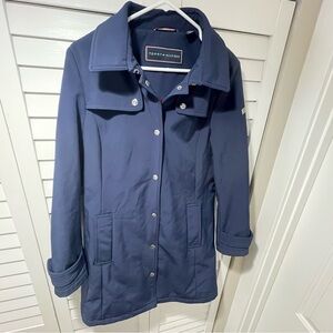 Tommy Hilfiger Navy Button Front Trench Coat Jacket Size M